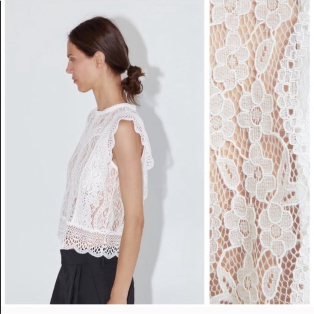 Zara White Lace Top Size Small